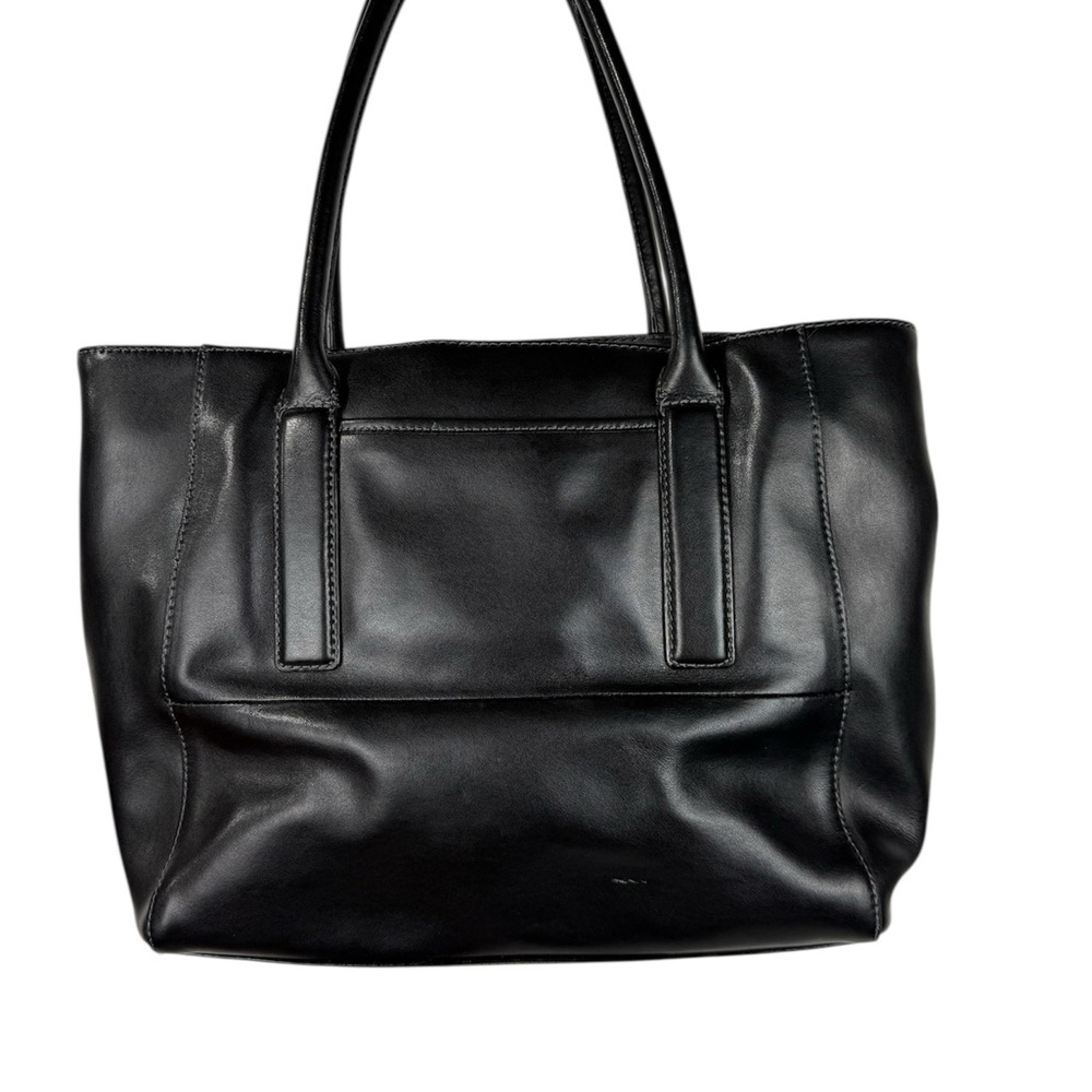 Dana Buchman black genuine leather Paramount Tote shoulder Bag oversized purse. - Picture 2 of 9